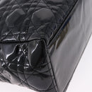 Christian Dior Lady Dior Canage Hand Bag Patent leather Black Gold Auth 194734V-14