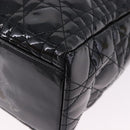 Christian Dior Lady Dior Canage Hand Bag Patent leather Black Gold Auth 194734V-15