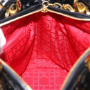 Christian Dior Lady Dior Canage Hand Bag Patent leather Black Gold Auth 194734V-20