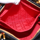 Christian Dior Lady Dior Canage Hand Bag Patent leather Black Gold Auth 194734V-23