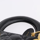 Christian Dior Lady Dior Canage Hand Bag Patent leather Black Gold Auth 194734V-9