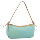 CELINE Macadam Canvas Accessory Pouch Turquoise Blue Silver Auth 194735V-1