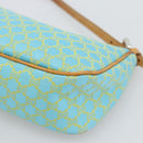 CELINE Macadam Canvas Accessory Pouch Turquoise Blue Silver Auth 194735V-10