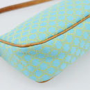 CELINE Macadam Canvas Accessory Pouch Turquoise Blue Silver Auth 194735V-11