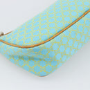 CELINE Macadam Canvas Accessory Pouch Turquoise Blue Silver Auth 194735V-13