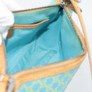 CELINE Macadam Canvas Accessory Pouch Turquoise Blue Silver Auth 194735V-17