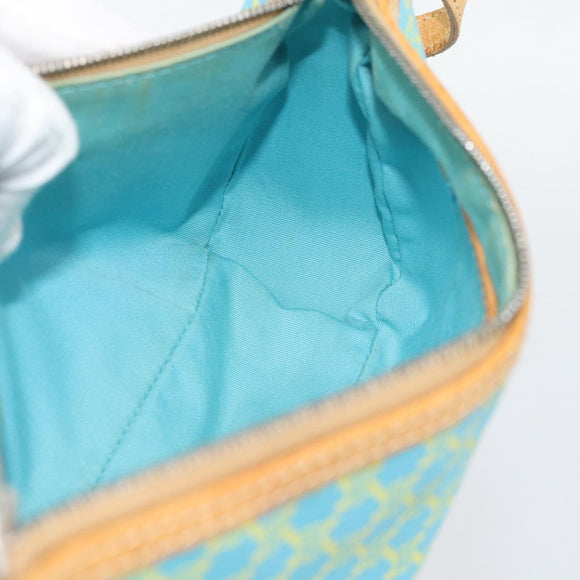 CELINE Macadam Canvas Accessory Pouch Turquoise Blue Silver Auth 194735V
