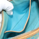 CELINE Macadam Canvas Accessory Pouch Turquoise Blue Silver Auth 194735V-19