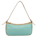 CELINE Macadam Canvas Accessory Pouch Turquoise Blue Silver Auth 194735V-2