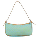 CELINE Macadam Canvas Accessory Pouch Turquoise Blue Silver Auth 194735V-3