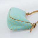 CELINE Macadam Canvas Accessory Pouch Turquoise Blue Silver Auth 194735V-5