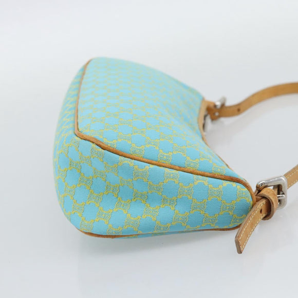 CELINE Macadam Canvas Accessory Pouch Turquoise Blue Silver Auth 194735V