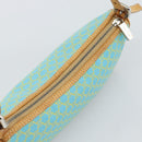 CELINE Macadam Canvas Accessory Pouch Turquoise Blue Silver Auth 194735V-6