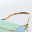 CELINE Macadam Canvas Accessory Pouch Turquoise Blue Silver Auth 194735V-8