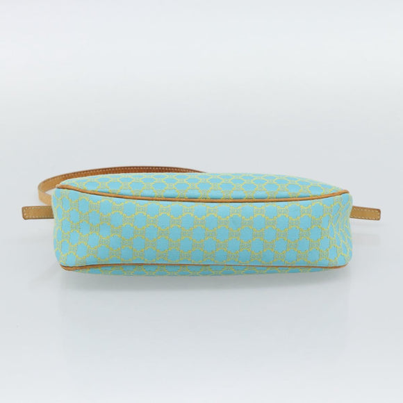 CELINE Macadam Canvas Accessory Pouch Turquoise Blue Silver Auth 194735V