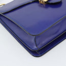 CELINE Horse Carriage Hand Bag Leather Blue Gold Auth 194737-11