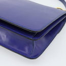 CELINE Horse Carriage Hand Bag Leather Blue Gold Auth 194737-12