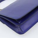CELINE Horse Carriage Hand Bag Leather Blue Gold Auth 194737-13