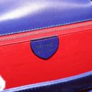 CELINE Horse Carriage Hand Bag Leather Blue Gold Auth 194737-14