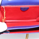 CELINE Horse Carriage Hand Bag Leather Blue Gold Auth 194737-15