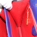 CELINE Horse Carriage Hand Bag Leather Blue Gold Auth 194737-17