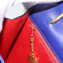CELINE Horse Carriage Hand Bag Leather Blue Gold Auth 194737-18