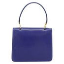 CELINE Horse Carriage Hand Bag Leather Blue Gold Auth 194737-3