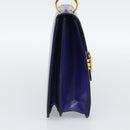 CELINE Horse Carriage Hand Bag Leather Blue Gold Auth 194737-4