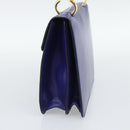 CELINE Horse Carriage Hand Bag Leather Blue Gold Auth 194737-5