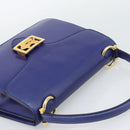CELINE Horse Carriage Hand Bag Leather Blue Gold Auth 194737-6