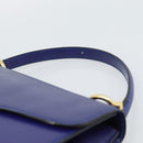CELINE Horse Carriage Hand Bag Leather Blue Gold Auth 194737-8