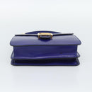 CELINE Horse Carriage Hand Bag Leather Blue Gold Auth 194737-9