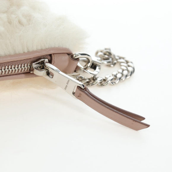 Miu Miu Chain Shoulder Bag fur Pink Silver Auth 194738V
