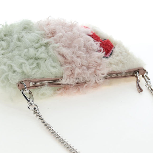 Miu Miu Chain Shoulder Bag fur Pink Silver Auth 194738V