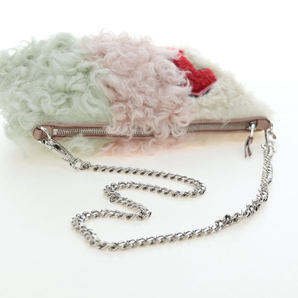 Miu Miu Chain Shoulder Bag fur Pink Silver Auth 194738V