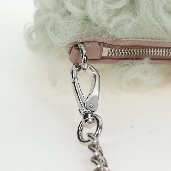 Miu Miu Chain Shoulder Bag fur Pink Silver Auth 194738V