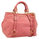 Miu Miu Hand Bag Leather 2way Pink Gold Auth 194741V-1