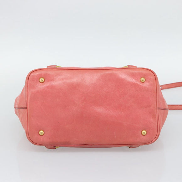Miu Miu Hand Bag Leather 2way Pink Gold Auth 194741V