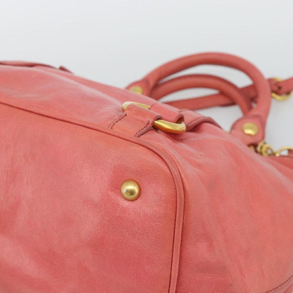 Miu Miu Hand Bag Leather 2way Pink Gold Auth 194741V