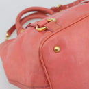 Miu Miu Hand Bag Leather 2way Pink Gold Auth 194741V-16