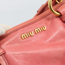 Miu Miu Hand Bag Leather 2way Pink Gold Auth 194741V-18