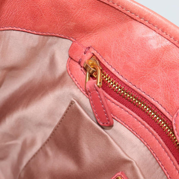 Miu Miu Hand Bag Leather 2way Pink Gold Auth 194741V
