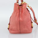 Miu Miu Hand Bag Leather 2way Pink Gold Auth 194741V-3
