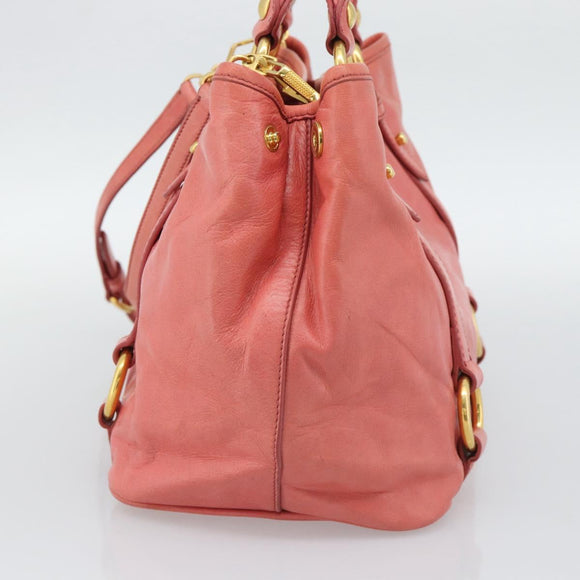 Miu Miu Hand Bag Leather 2way Pink Gold Auth 194741V