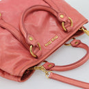 Miu Miu Hand Bag Leather 2way Pink Gold Auth 194741V-6