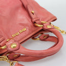 Miu Miu Hand Bag Leather 2way Pink Gold Auth 194741V-7