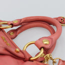 Miu Miu Hand Bag Leather 2way Pink Gold Auth 194741V-8