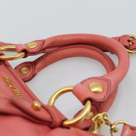 Miu Miu Hand Bag Leather 2way Pink Gold Auth 194741V