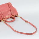 Miu Miu Hand Bag Leather 2way Pink Gold Auth 194741V-9
