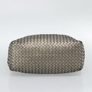 BOTTEGA VENETA INTRECCIATO Shoulder Bag Leather Silver Auth 194742V-5